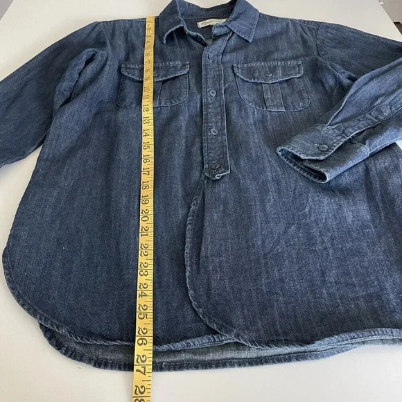 Madewell Womens XS Indigo Blue Dark Wash Denim Chambray Tunic Shirt Classic - Picture 8 of 9